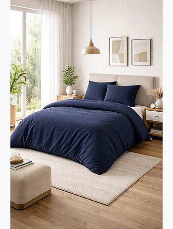 Parure de couette NIDRA – Coton nid d’abeille – 2 taies 65 x 65 cm