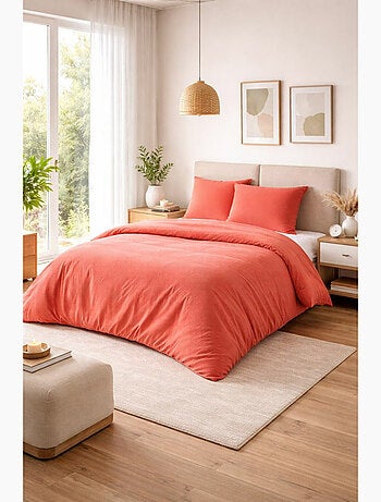 Parure de couette NIDRA – Coton nid d’abeille – 2 taies 65 x 65 cm