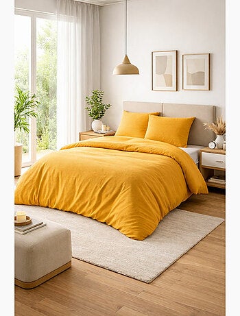 Parure de couette NIDRA – Coton nid d’abeille – 2 taies 65 x 65 cm