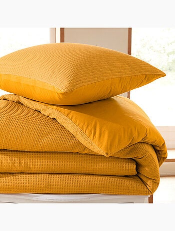 Parure de couette NIDRA – Coton nid d’abeille – 2 taies 65 x 65 cm