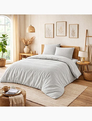 Parure de couette NIDRA – Coton nid d’abeille – 2 taies 65 x 65 cm