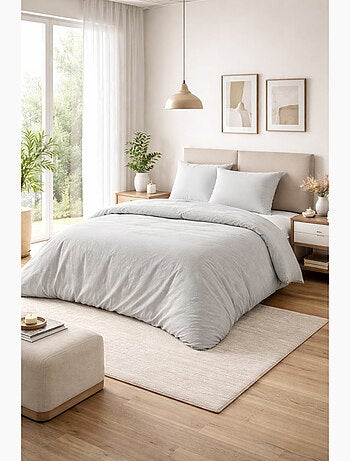 Parure de couette NIDRA – Coton nid d’abeille – 2 taies 65 x 65 cm