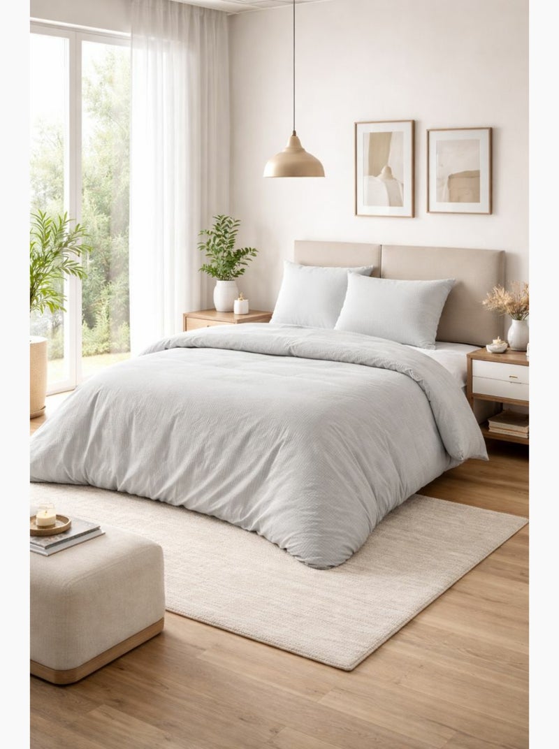 Parure de couette NIDRA – Coton nid d’abeille – 2 taies 65 x 65 cm Gris perle - Kiabi