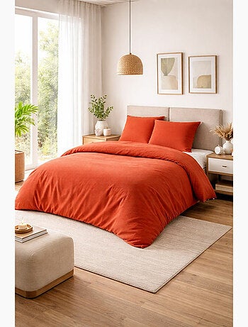 Parure de couette NIDRA – Coton nid d’abeille – 2 taies 65 x 65 cm