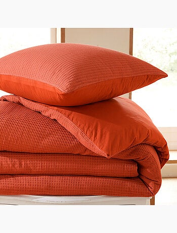 Parure de couette NIDRA – Coton nid d’abeille – 2 taies 65 x 65 cm