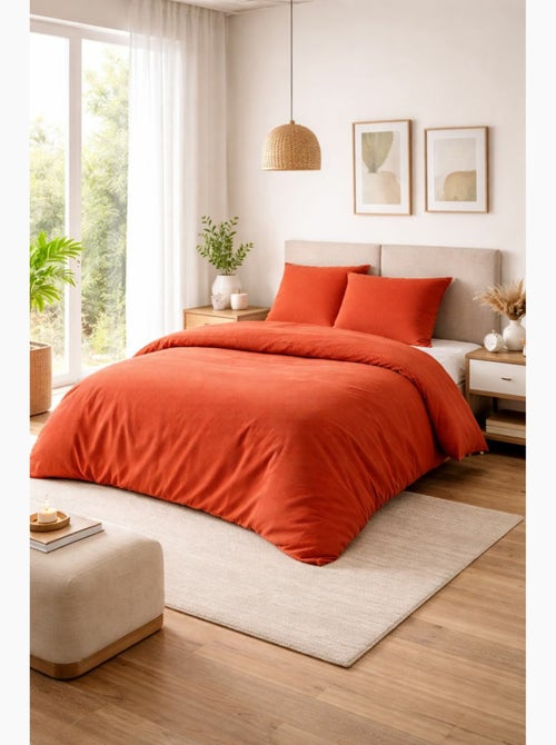 Parure de couette NIDRA – Coton nid d’abeille – 2 taies 65 x 65 cm - Kiabi