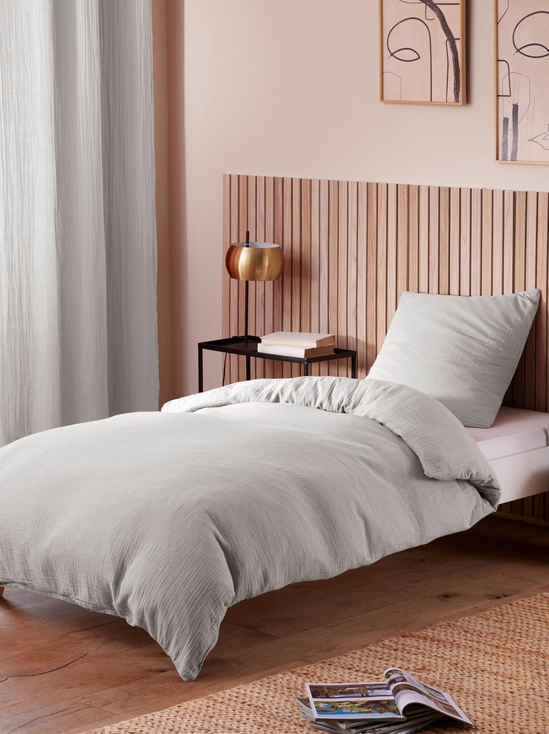 Parure de couette "Noah" Gaze de Coton 140 x 200 pour lit 1 place Gris - Kiabi