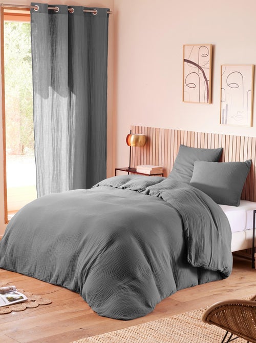 Parure de couette "Noah" Gaze de Coton 260 x 240 pour lit 2 Places "King Size" 160 à 180 cm - Kiabi