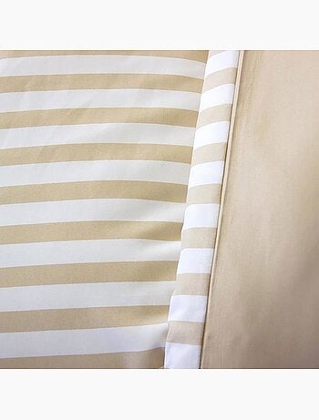 Parure de couette rayée beige - 3 pièces - 220x240 cm