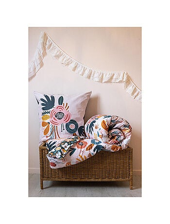 Parure de couette réversible - 100% coton 57 fils + 2 taies -Champêtre