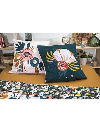 Parure de couette réversible - 100% coton 57 fils + 2 taies -Champêtre