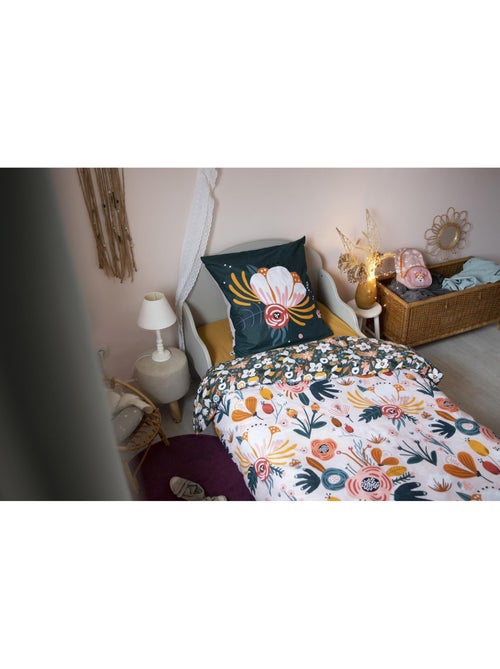 Parure de couette réversible - 100% coton 57 fils + 2 taies -Champêtre - Kiabi