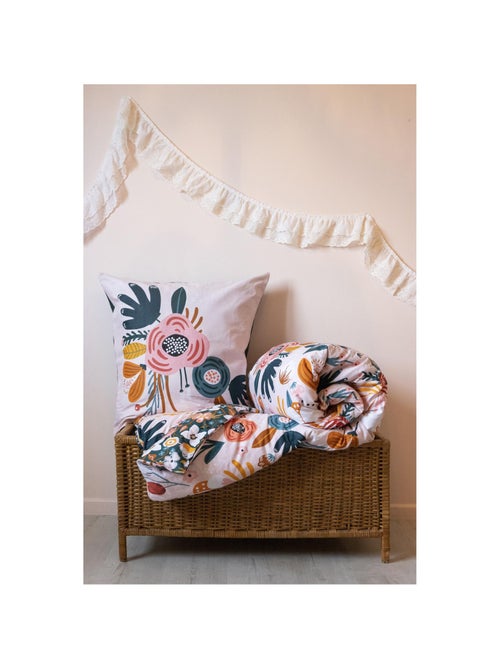 Parure de couette réversible - 100% coton 57 fils + 2 taies -Champêtre - Kiabi
