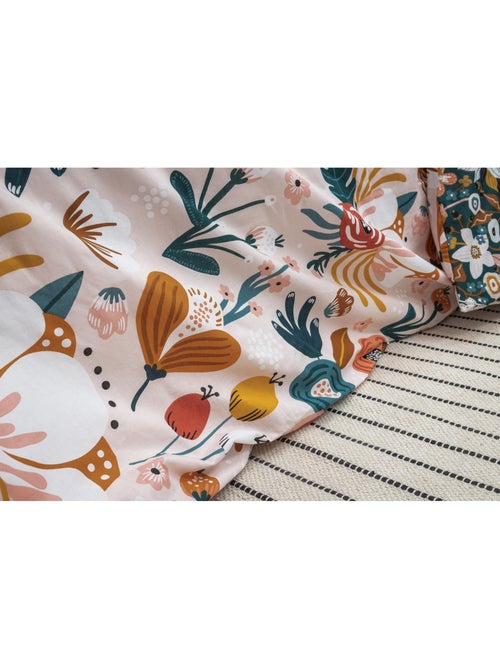 Parure de couette réversible - 100% coton 57 fils + 2 taies -Champêtre - Kiabi