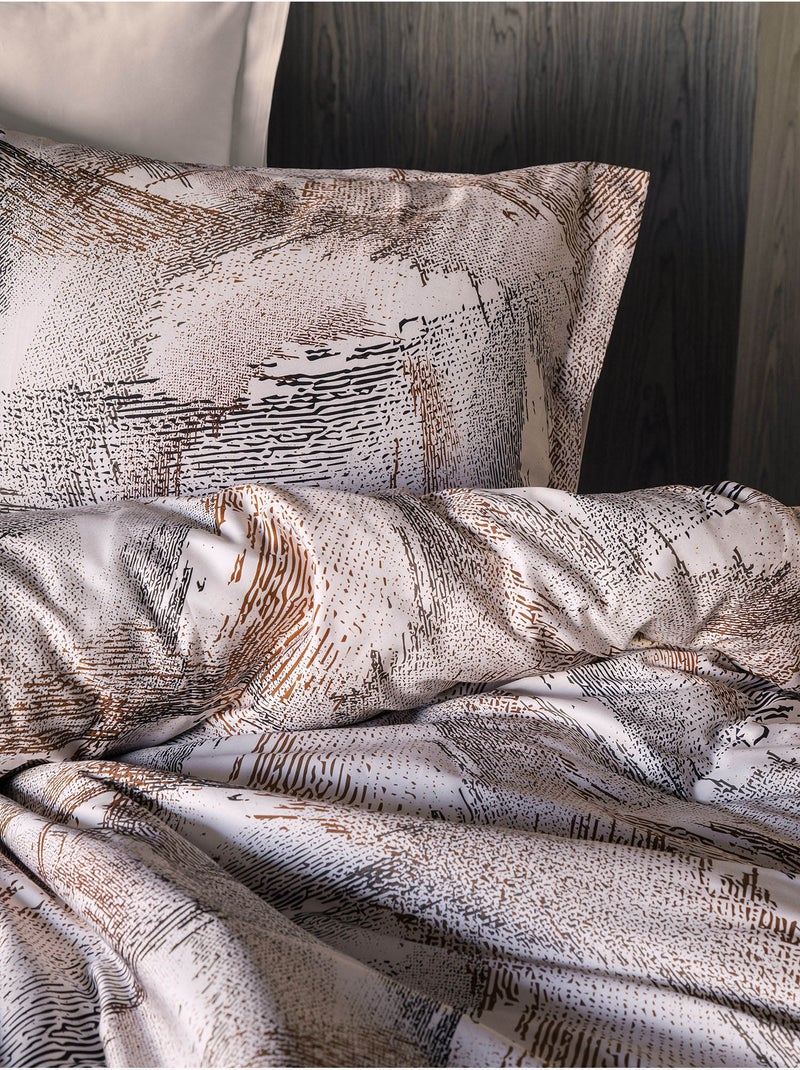 Parure de couette, satin de coton imprimé Beige - Kiabi