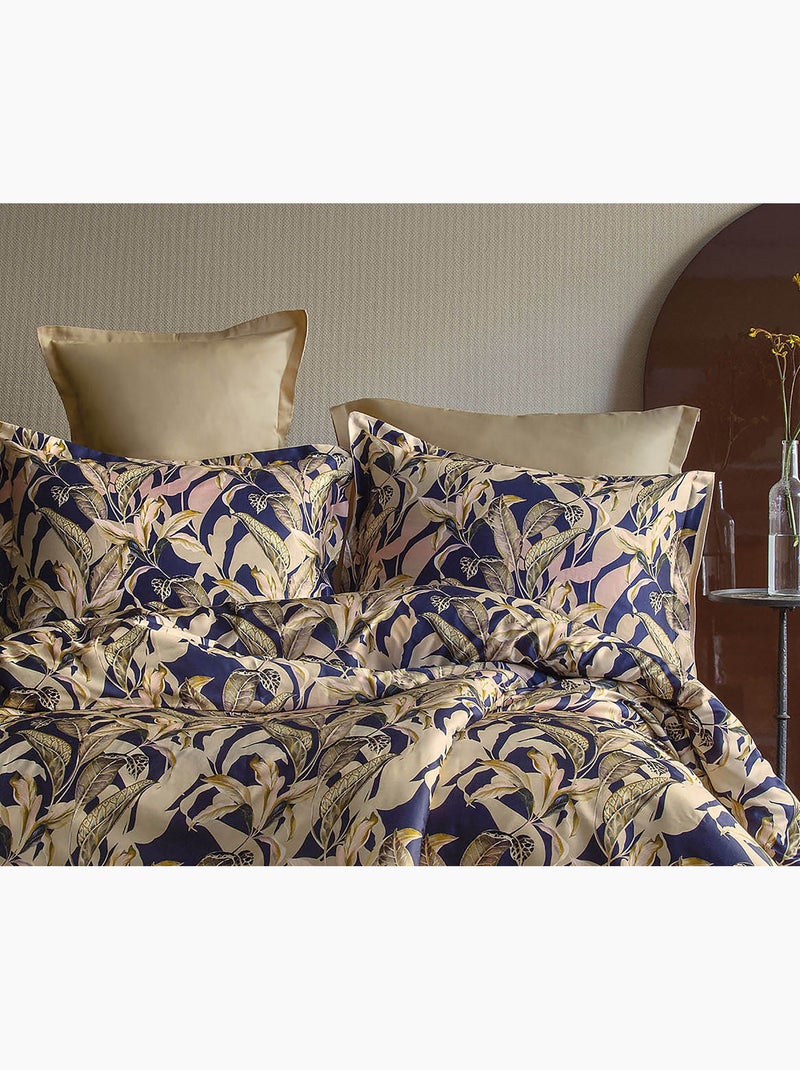 Parure de couette, satin de coton imprimé Bleu Beige - Kiabi