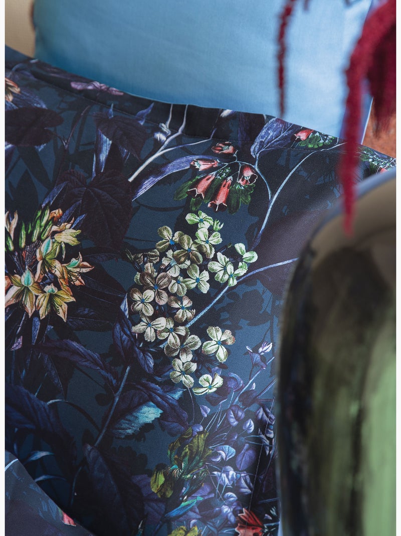 Parure de couette, satin de coton imprimé Bleu - Kiabi