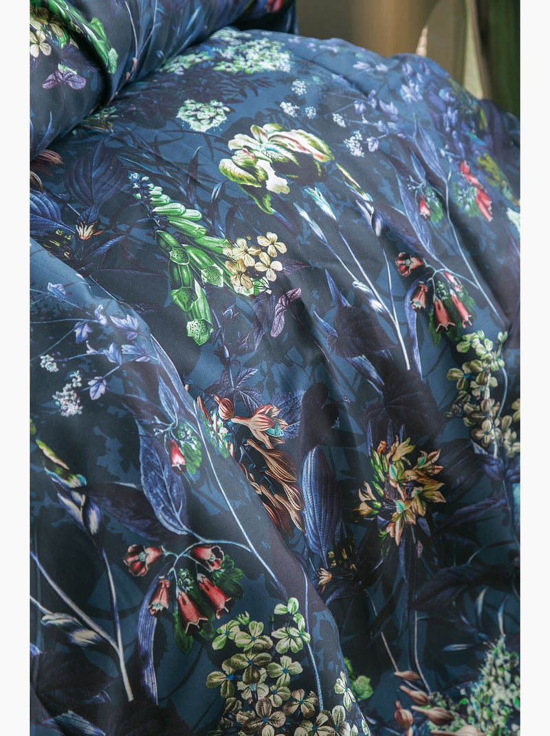 Parure de couette, satin de coton imprimé Bleu - Kiabi