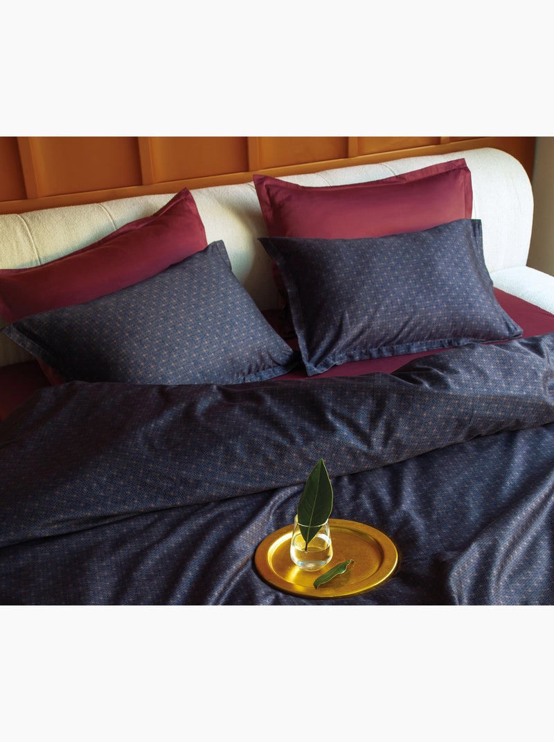 Parure de couette, satin de coton imprimé Bleu - Kiabi
