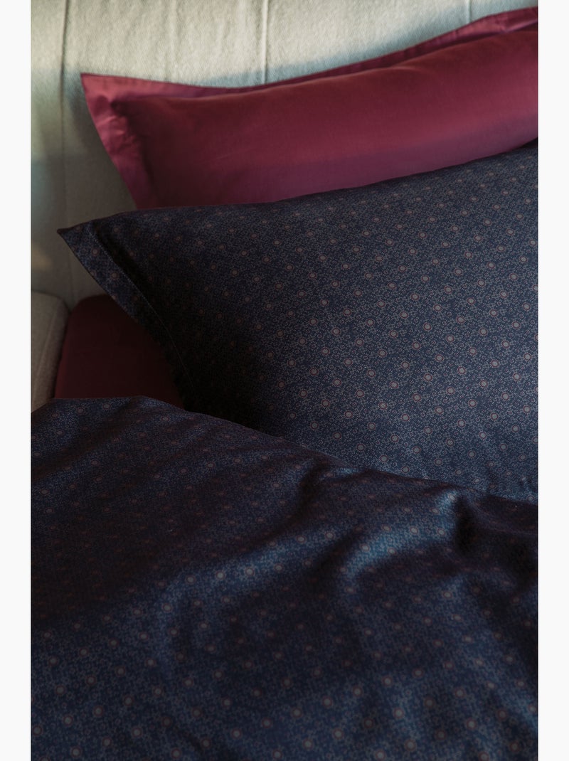 Parure de couette, satin de coton imprimé Bleu - Kiabi