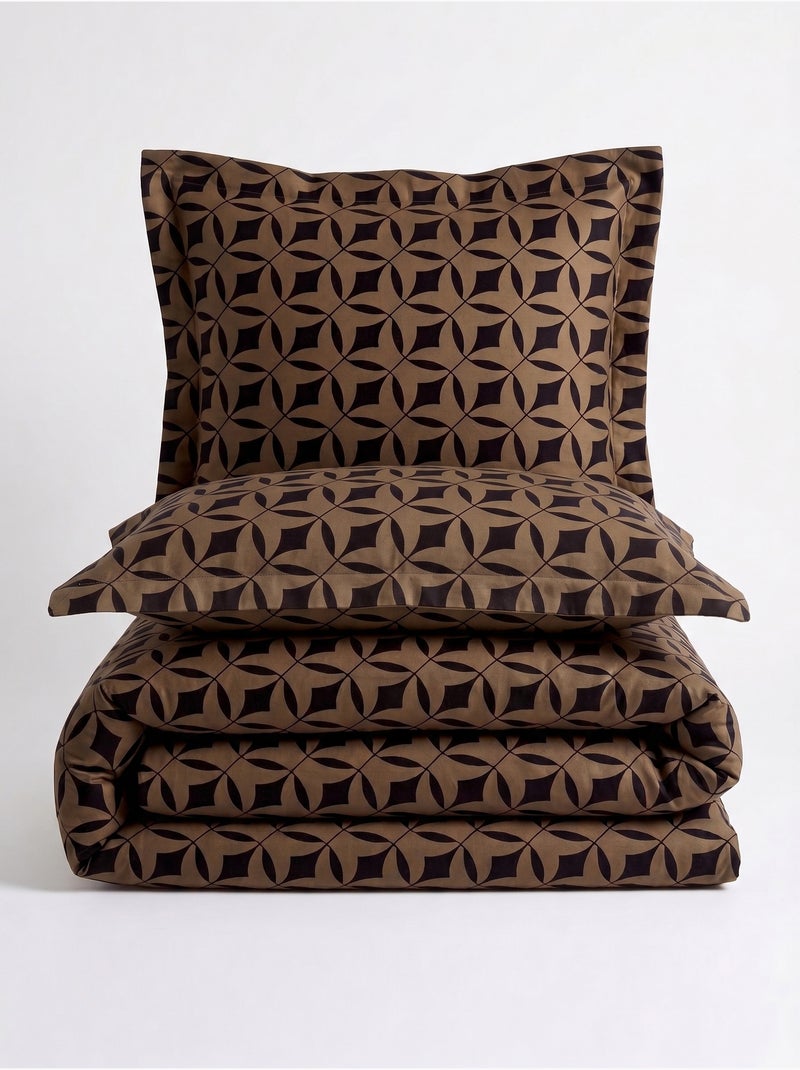 Parure de couette, satin de coton imprimé Marron - Kiabi