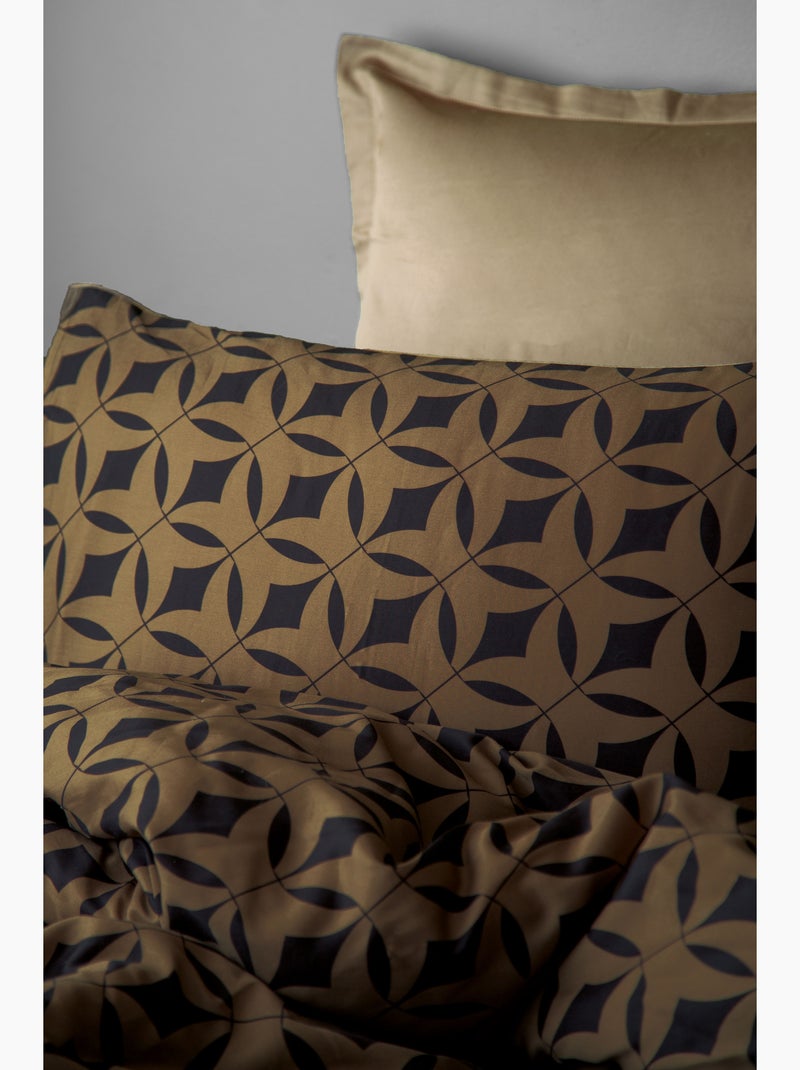 Parure de couette, satin de coton imprimé Marron - Kiabi