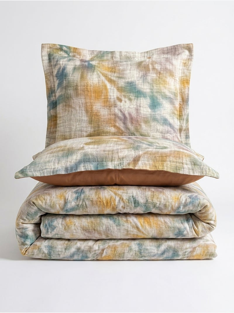 Parure de couette, satin de coton imprimé Multicolore - Kiabi