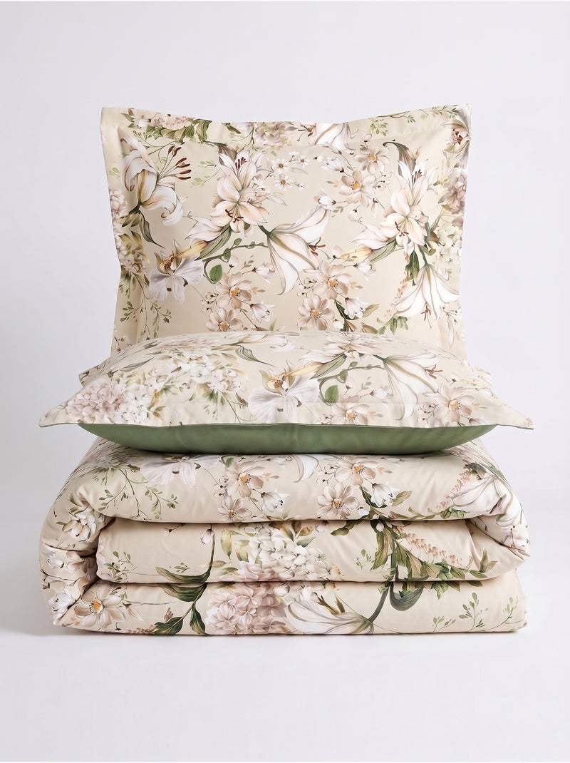 Parure de couette, satin de coton imprimé Multicolore - Kiabi