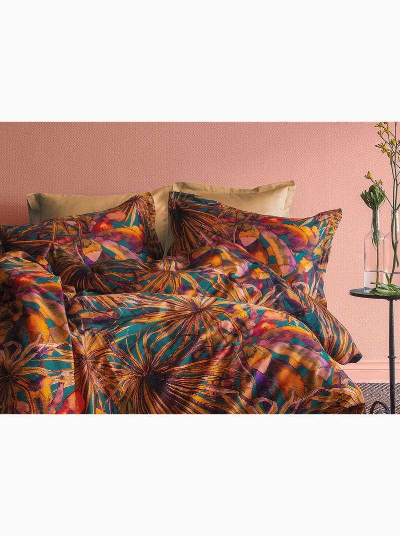 Parure de couette, satin de coton imprimé Rouge - Kiabi