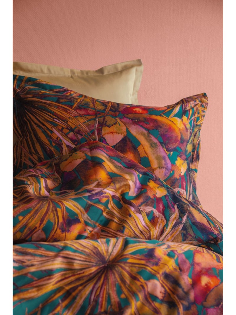 Parure de couette, satin de coton imprimé Rouge - Kiabi