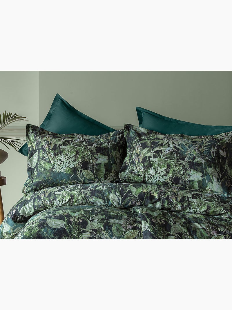 Parure de couette, satin de coton imprimé Vert - Kiabi