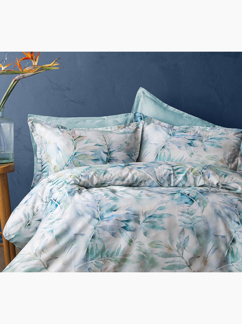 Parure de couette, satin de coton imprimé Vert - Kiabi