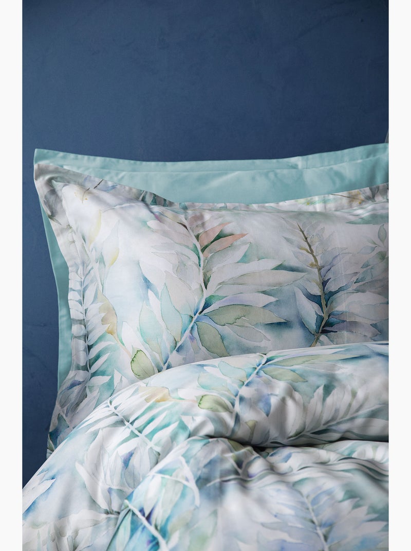 Parure de couette, satin de coton imprimé Vert - Kiabi