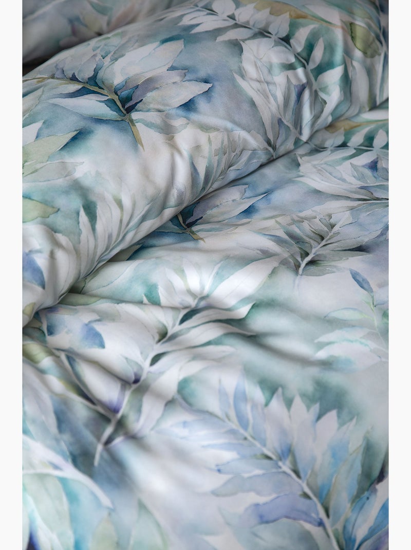 Parure de couette, satin de coton imprimé Vert - Kiabi