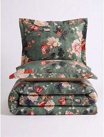 Parure de couette, satin de coton imprimé