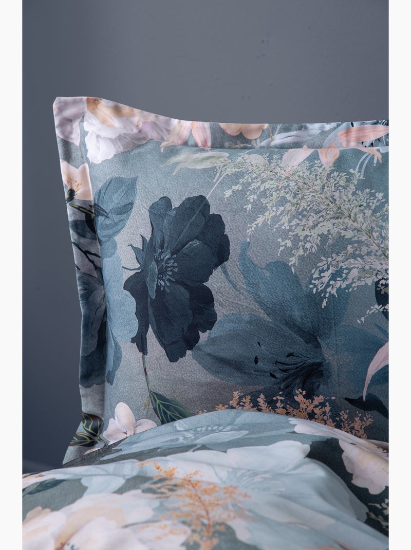 Parure de couette, satin de coton imprimé Vert - Kiabi