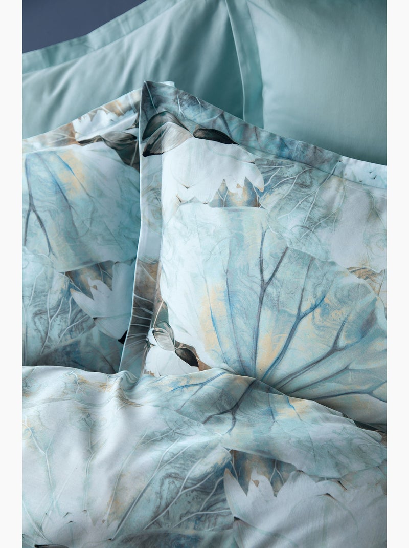 Parure de couette, satin de coton imprimé Vert - Kiabi