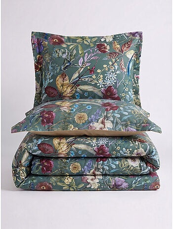 Parure de couette, satin de coton imprimé