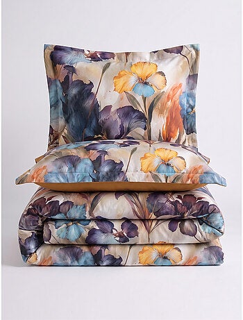 Parure de couette, satin de coton imprimé