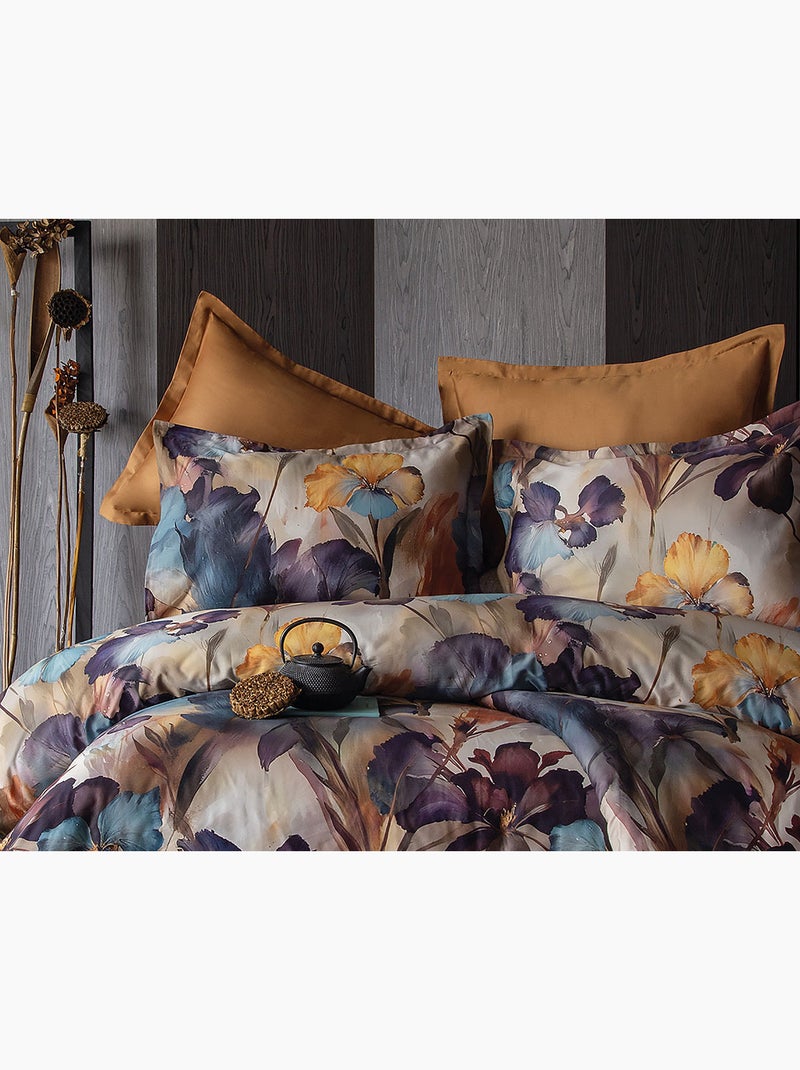 Parure de couette, satin de coton imprimé Violet - Kiabi