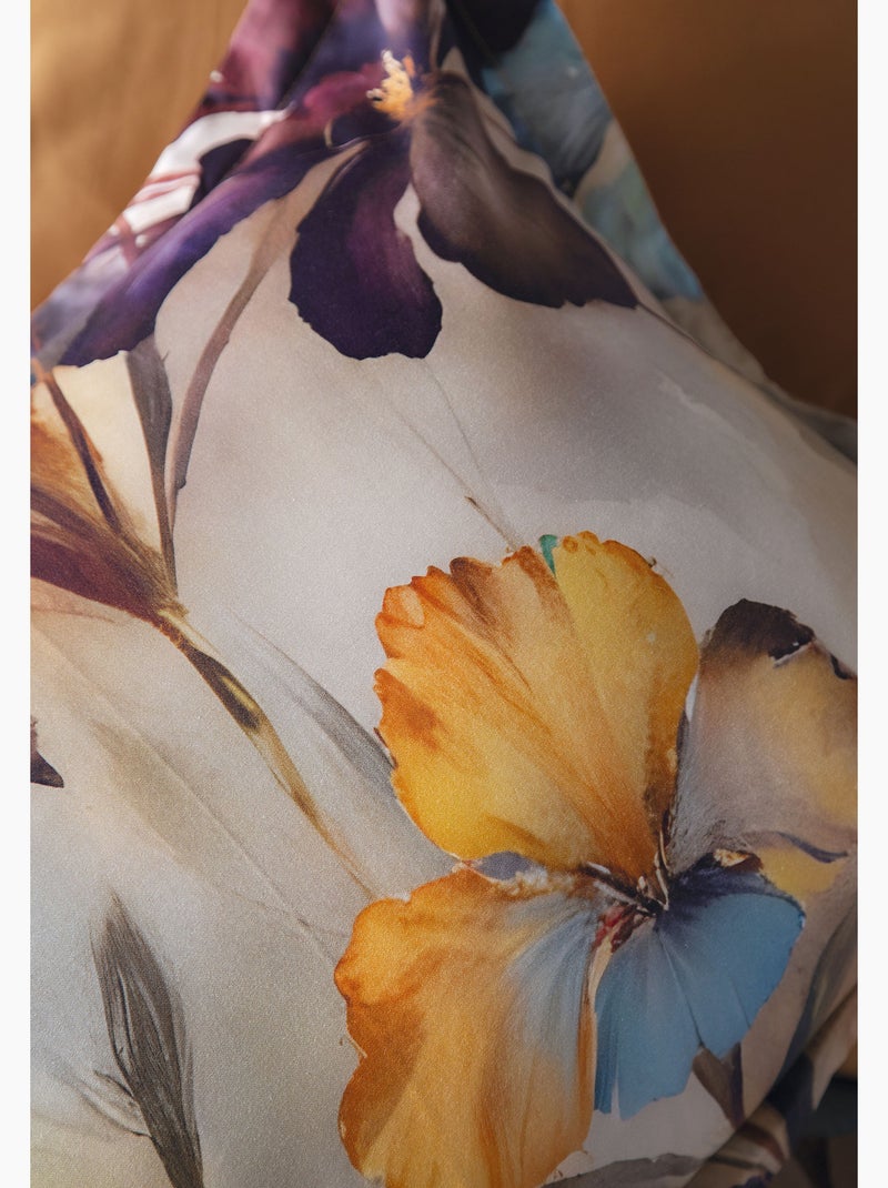 Parure de couette, satin de coton imprimé Violet - Kiabi
