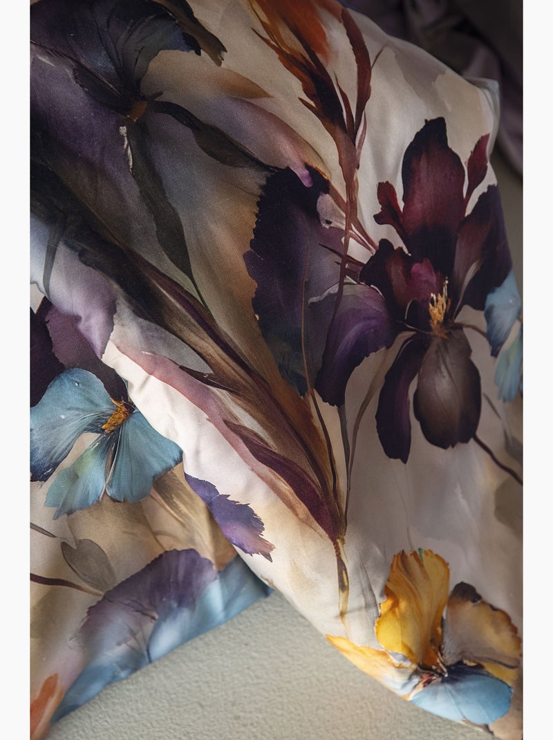 Parure de couette, satin de coton imprimé Violet - Kiabi