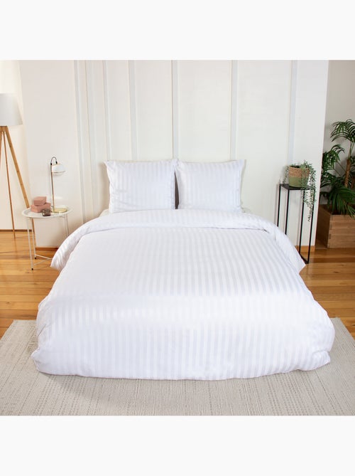 Parure de couette satin microfibre blanc - Kiabi Parure de couette satin microfibre blanc - Kiabi