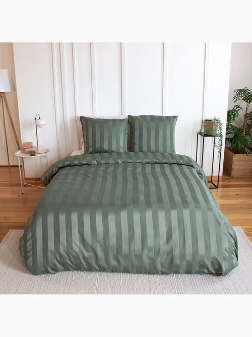 Parure de couette satin microfibre lichen - Kiabi