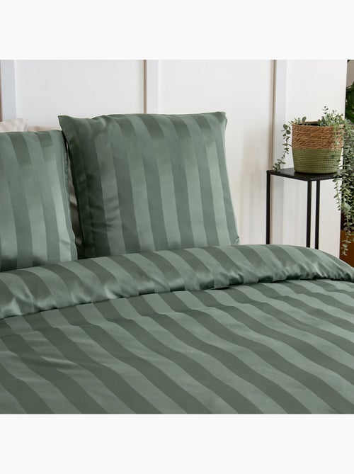 Parure de couette satin microfibre lichen - Kiabi