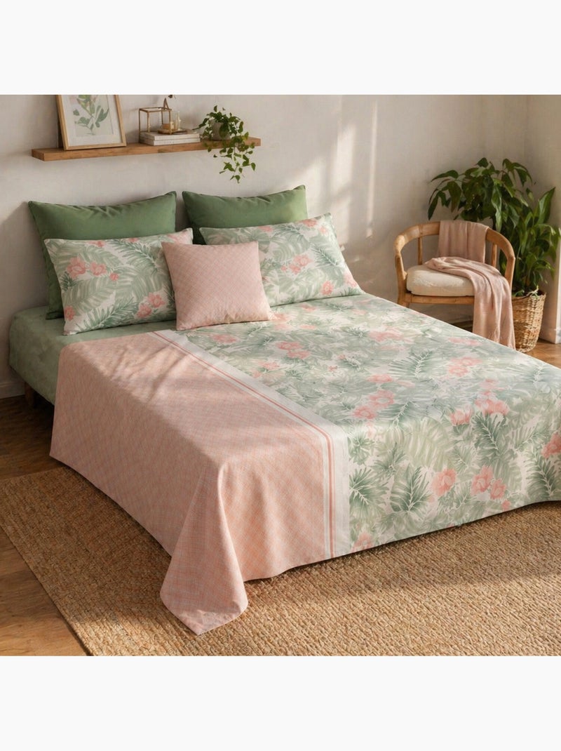 Parure de drap 100% coton 57fils bora Rose - Kiabi
