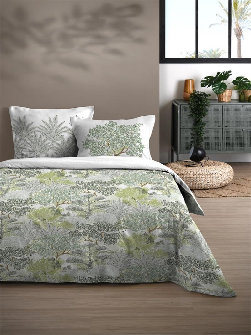 Parure de Drap + 2 taies d'oreiller Collection Foret Vert - Kiabi
