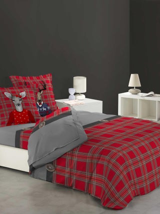 Parure de Drap + 2 taies d'oreiller Flanelle Familly Cerf