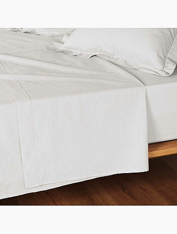 Parure de drap 4 Pièces en coton 57 fils – Drap-Housse, Drap Plat et 2 Taies d’Oreiller