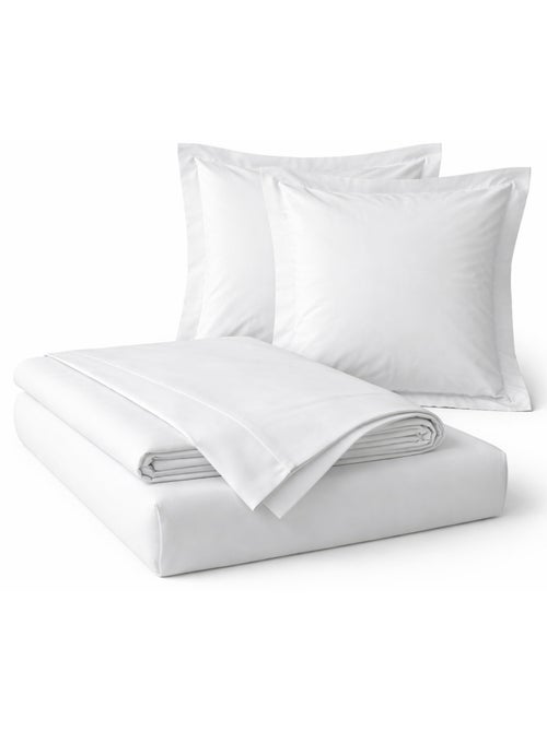 Parure de drap 4 Pièces en coton 57 fils – Drap-Housse, Drap Plat et 2 Taies d’Oreiller - Kiabi